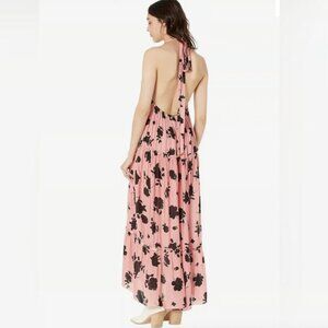 Kate Spade Pink Black Floral Halter Dress